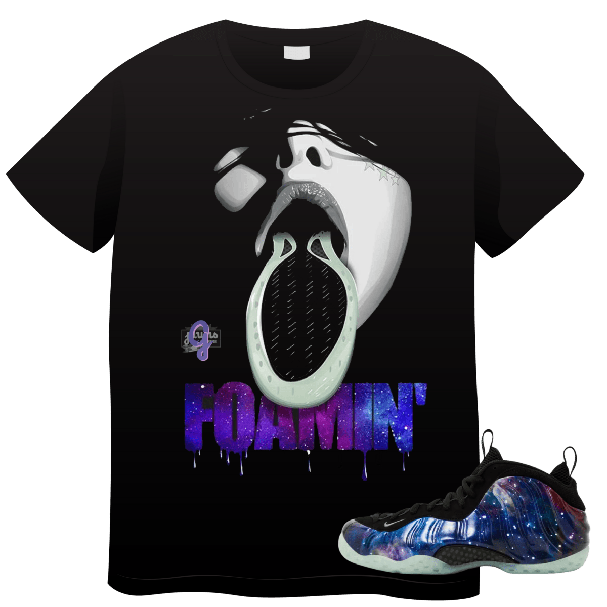 Galaxy Foam Crazy Face - Original Jawns - Black T-Shirt