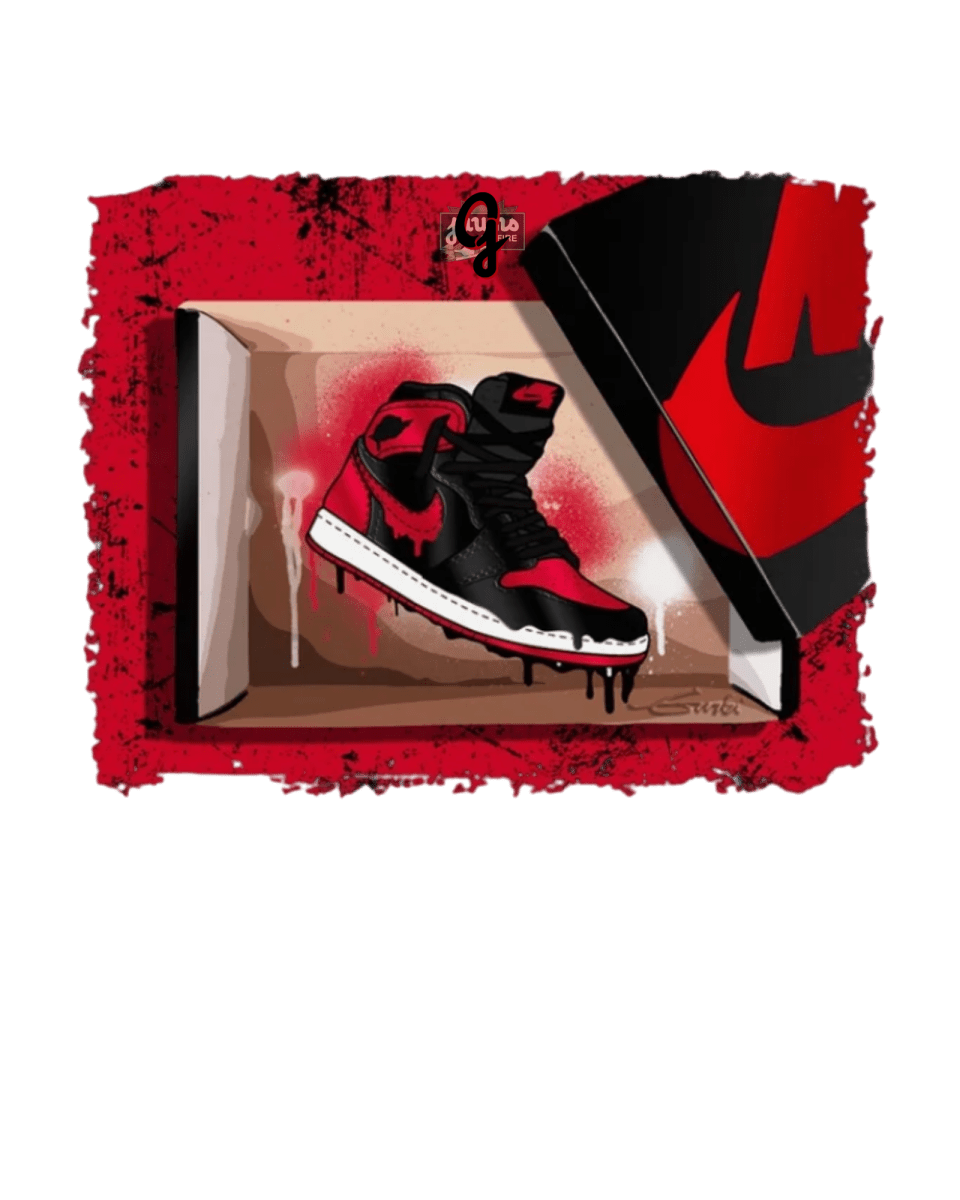 Jordan 1 Banned Bred Drip - Original Jawns - Black T-Shirt