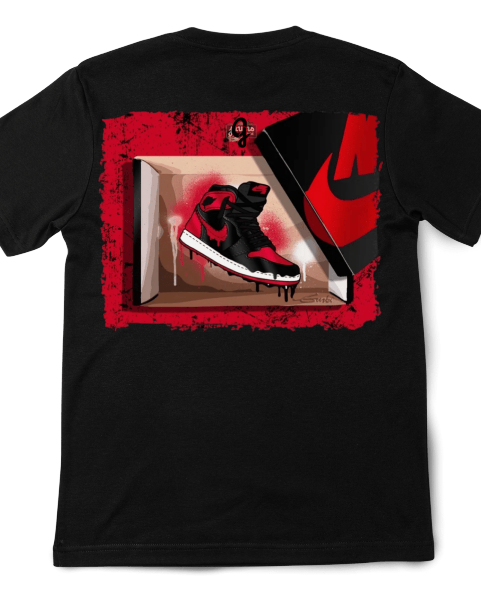Jordan 1 Banned Bred Drip - Original Jawns - Black T-Shirt
