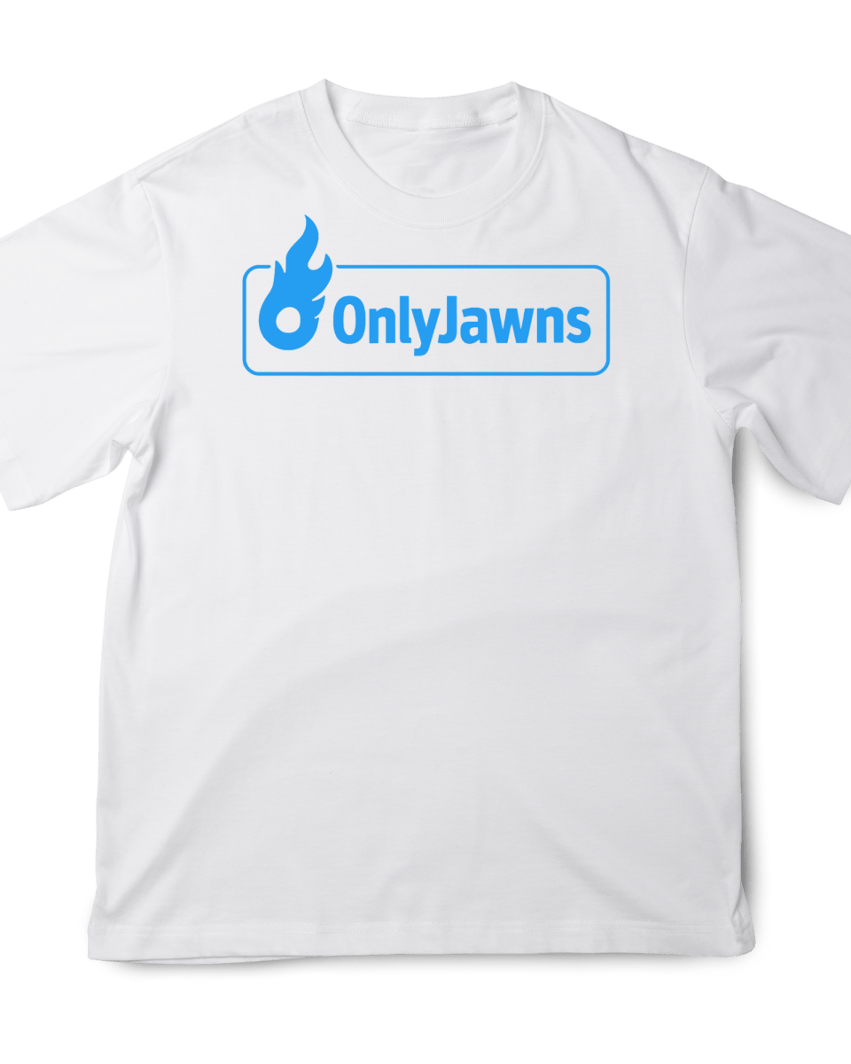Only Jawns BLUE BOX LOGO - Original Jawns - White T-Shirt
