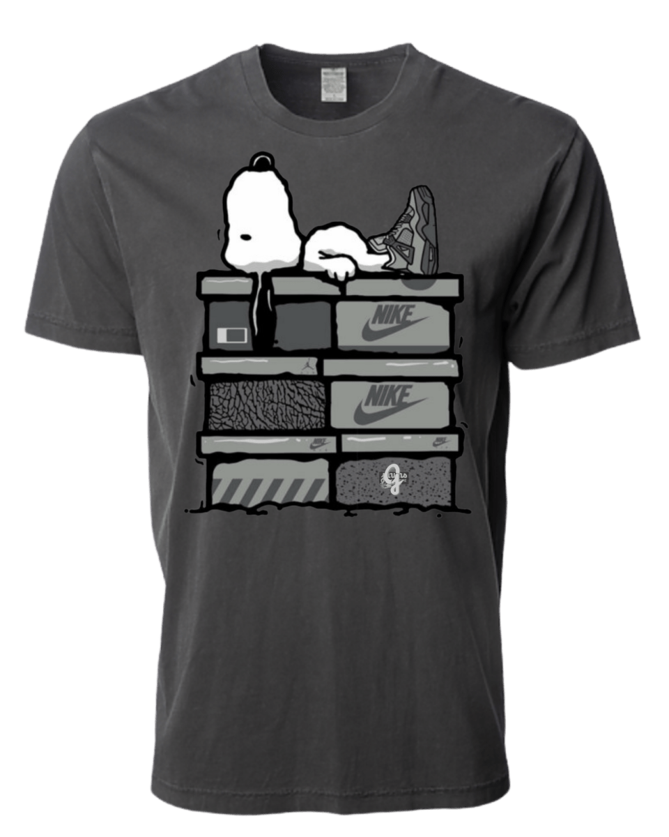 Snoopy Wet Cement Jordan 4 - Original Jawns - White T-Shirt